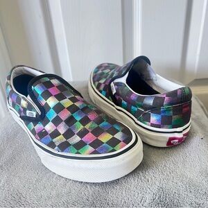 VANS Multi Colored Checkered slip on shoes *size 7*